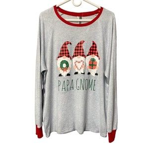 Jaclyn Intimates Papa Gnome‎ Christmas Night Shirt/Pajama Top Grey Size Large